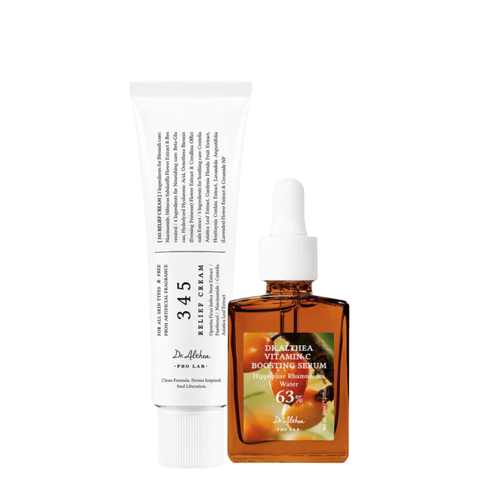 Duo Sensiclear Dr. Althea pour peau sensible et à tendance acnéique – Sérum Vitamine C Boosting et Crème Apaisante 345 Relief